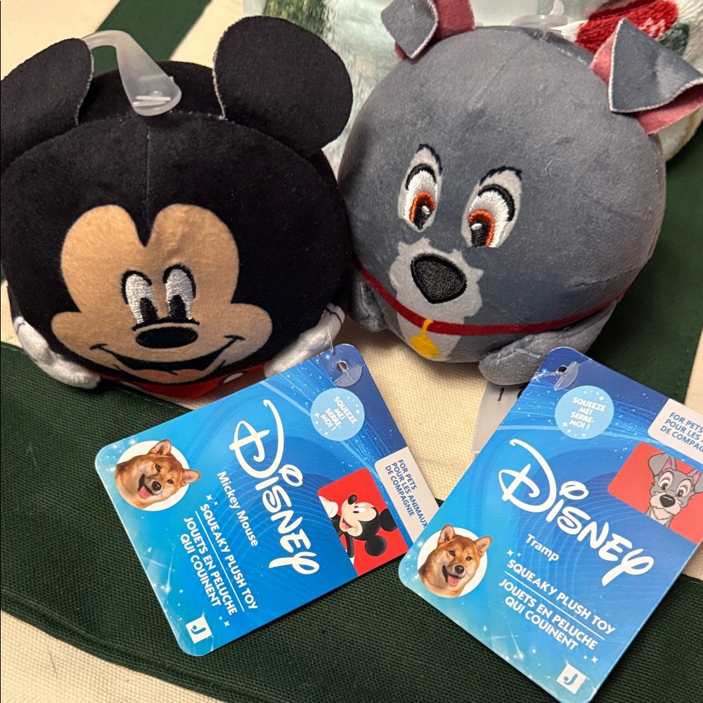 🐾SALE🐾Disney Mickey and Disney Tramp Dog Toys - Squeaker Plush Toys!